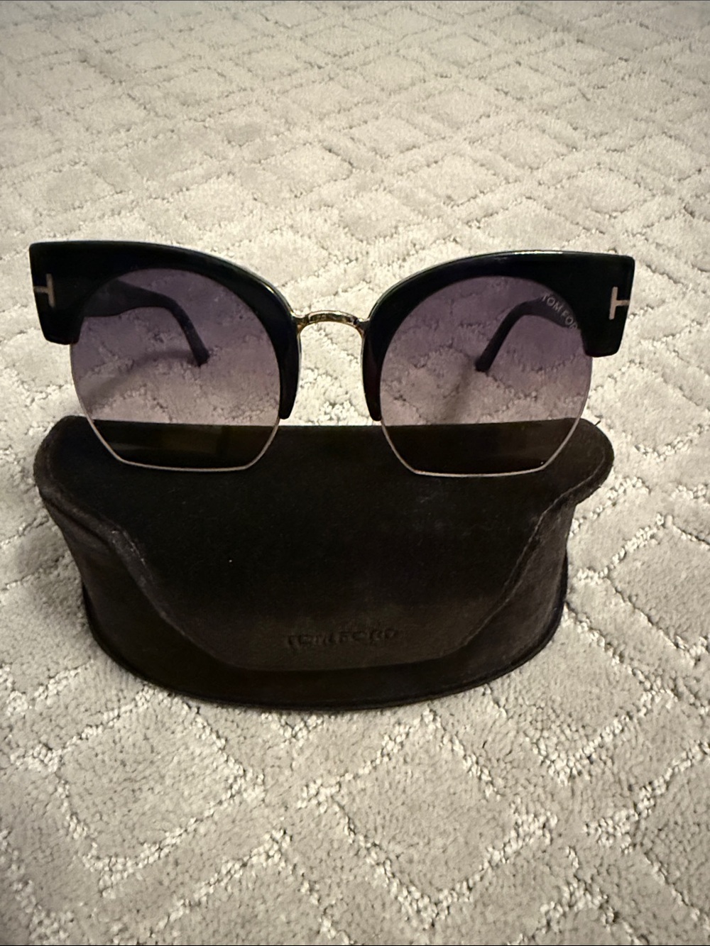Tom Ford Black Frame with Gradient Gray Lenses Women's Sunglasses